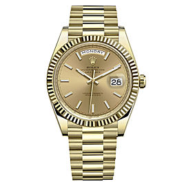Rolex Day Date 40 18K Gold Stick Champagne Dial President Automatic Watch