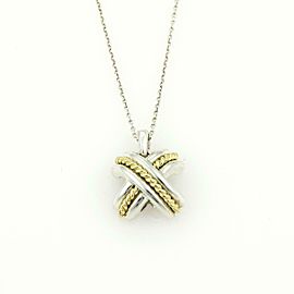 Tiffany & Co. Signature X Sterling Silver 18k Gold Pendant& Chain