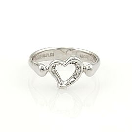 Tiffany & Co. Peretti Platinum & Diamond Open Heart Ring Size 5