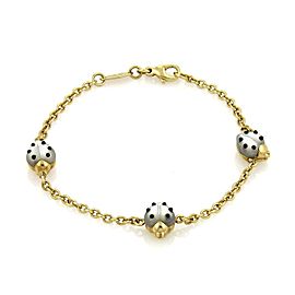 Chopard Mother of Pearl & Onyx 3 Ladybug Charms Chain 18k Gold Bracelet