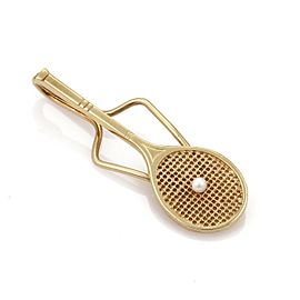 Vintage Tiffany & Co. 14k Yellow Gold Seed Pearl Tennis Racquet Money Clip