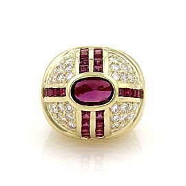 Estate 7.80ct Ruby & Diamond 14k Yellow Gold High Dome Ring Size