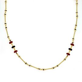 Vintage Onyx Carnelian 14k Yellow Gold Fancy Bar Link Necklace 38" Long