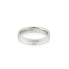 Hermes 18k White Gold 4mm Wide Grooved Band Ring Size 53-US 6.5