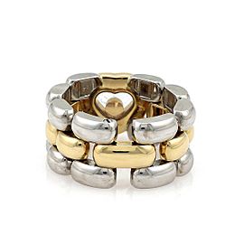 Chopard Happy Diamond 18k YGold & Steel Heart Panther Link Flex Band Ring