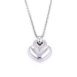 Bulgari Bvlgari Diamond 18k White Gold Puffed Heart Pendant Necklace