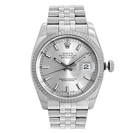 Rolex Datejust 36mm Steel 18k White Gold Silver Dial Automatic Mens Watch