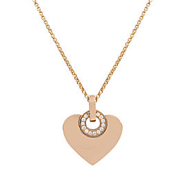 Bvlgari Cuore Diamond Heart Pendant Necklace 18K Rose Gold 0.20cttw