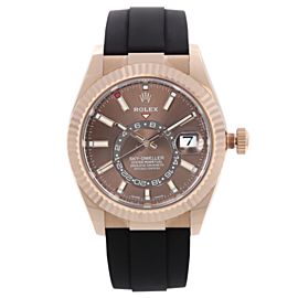 Rolex Sky-Dweller 42mm 18k Rose Gold Chocolate Dial Automatic Mens Watch