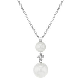 Damiani Bliss 18K White Gold Cultured Pearls & 0.04cttw Diamonds Pendant Necklace
