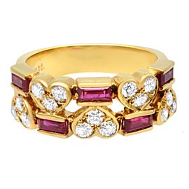 Tiffany & Co Vintage Natural Ruby and Diamond Ring 18k Yellow Gold Size 6