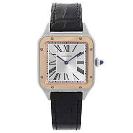 Cartier Santos-Dumont 18k Rose Gold Steel Silver Dial Quartz Mens Watch