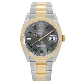 Rolex Datejust 36mm Steel 18k Yellow Gold Wimbledon Dial Automatic Watch
