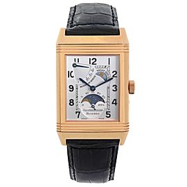 Jaeger-LeCoultre Reverso 18k Rose Gold Silver Dial Manual Wind Watch