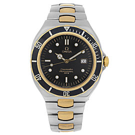 Vintage Omega Seamaster 200 Steel Gold-Tone Black Dial Men Quartz Watch