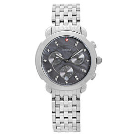Michele Sidney 36 Chronograph Steel Grey Diamond Dial Ladies Watch