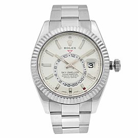 Rolex Sky-Dweller 42mm Stainless Steel White Dial Automatic Mens Watch
