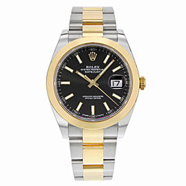 Rolex Datejust 41 Gold Steel Black Dial Smooth Oyster Automatic Watch