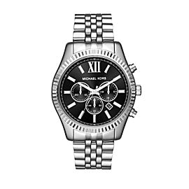 Michael Kors Lexington 44mm Steel Black Dial Mens Quartz Watch