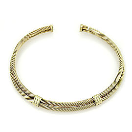 David Yurman Classic Double Cable Wire 14k Yellow Gold Choker Necklace