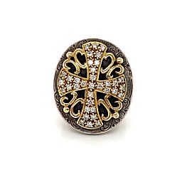 Konstantino Diamond Sterling 18k Yellow Gold Large Oval Shape Maltese Cross Ring