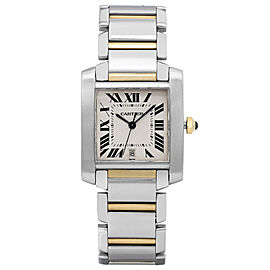 Cartier Tank Francaise 18k Gold Steel Silver Dial Automatic Unisex