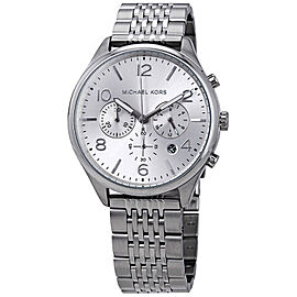 Michael Kors Merrick Chronograph GMT Steel Silver Dial Quartz Mens Watch