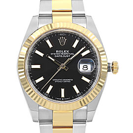 Rolex Datejust 41 Steel 18K Yellow Gold Black Index Dial Mens Watch