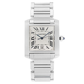Cartier Tank 28mm Steel Silver Guilloche Dial Automatic Unisex Watch
