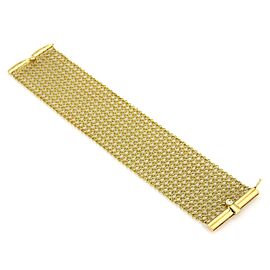 Judith Ripka Diamonds 18k Yellow Gold Wide Mesh Flex Bracelet