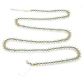 Gurhan Turquoise Beads & Discs Sterling Silver & 24k Gold Necklace