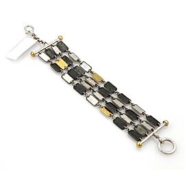 Gurhan Contour Sterling & 24k Gold Rectangle Bars Multi-Strand Bracelet