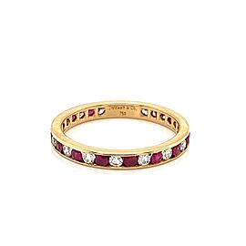 Tiffany & Co. Diamond Ruby 18k Yellow Gold Eternity Band Ring Size 10