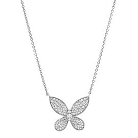 Rachel Koen 0.96Cttw Pave Set Round Cut Diamond Butterfly Pendant Necklace