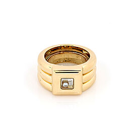 Chopard Happy Diamond 18k Yellow Gold Square Top Rib Band Ring 