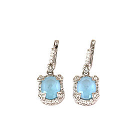 Judith Ripka Diamonds Frosted Blue Topaz 18k White Gold Dangle Earrings
