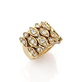 Cartier Diadea Diamond 18k Yellow Gold 16mm Wide Shaking Band Ring Size 51