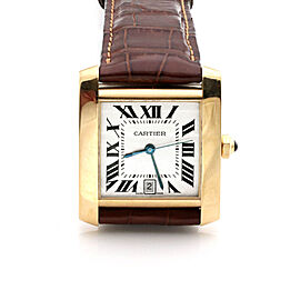 Cartier Tank Francaise 18k Yellow Gold Date Automatic Watch w/Leather Band