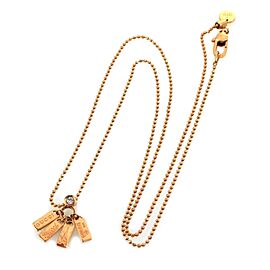 Gucci Diamond 18k Rose Gold 4 Logo Tag Pendant Bead Chain Necklace