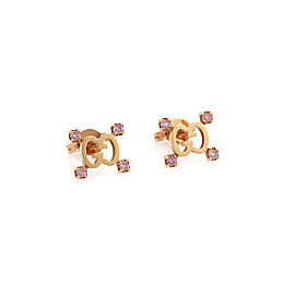 Gucci Logo Pink Sapphire 18k Rose Gold Stud Earrings