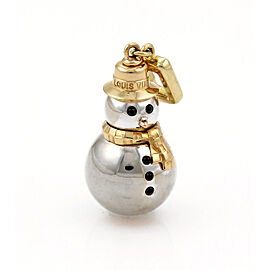 Louis VuittonCcollectable Snowman Onyx 18k Two Tone Gold Charm Pendant