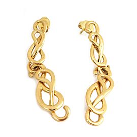 Vintage Gucci 18k Yellow Gold Interlaced Loop Long Dangle Earrings