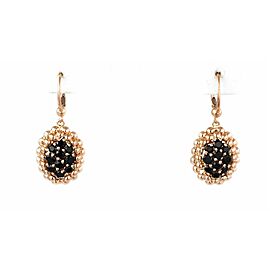Pasquale Bruni Black Quartz 18k Rose Gold Oval Beaded Dangle Earrings