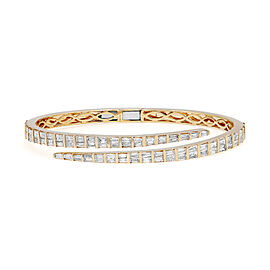 Rachel Koen 4.27Ctw Tapered Baguette Cut Diamond Bangle Bracelet 18K Yellow Gold
