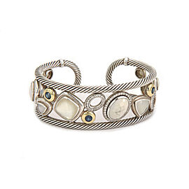 David Yurman Mosaic Diamond & Gems Sterling 18k Gold Cuff Bracelet