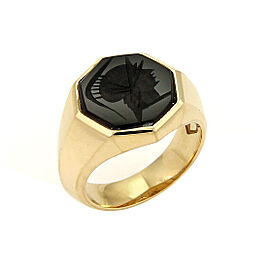 David Yurman Onyx Intaglio 18k Yellow Gold Octagon Ring