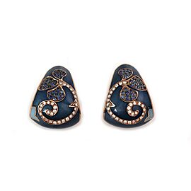 La Nouvelle Bague Diamond Sapphire Enamel Rose Gold Wide Huggie Earrings
