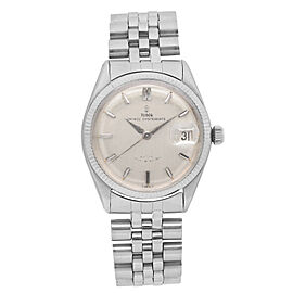 Tudor Prince OysterDate 34mm Steel 14k White gold Silver Dial Men Watch