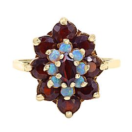 Garnet And Opal Ladies Cocktail Ring 14K Yellow Gold