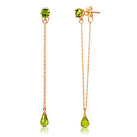 14K Solid Rose Gold Chandelier Earrings with Natural Peridots